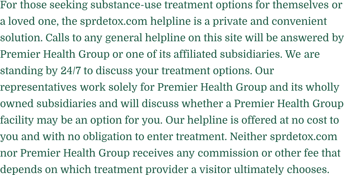 Disclosure: calls may be answered by an affiliated treatment provider; no referral fee is charged.